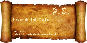 Hranek Dávid névjegykártya